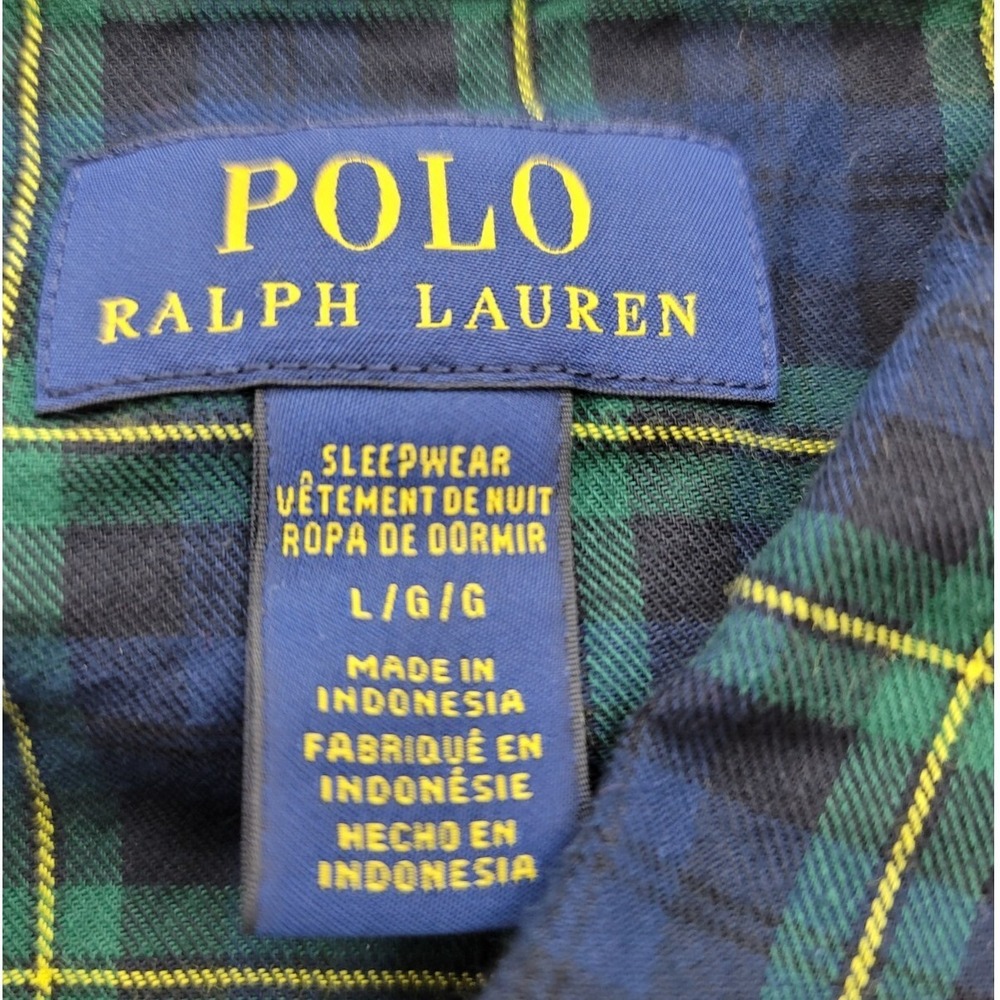Polo Ralph Lauren Mens Plaid Cotton Sleepwear Pajama Shirt Large Black Watch